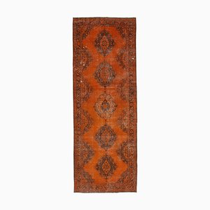 Orange Turkish Low Pile Handmade Overdyed Runner Rug