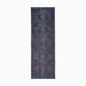 Purple Turkish Antique Handmade Overdyed Runner Rug