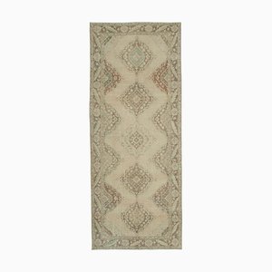 Beige Turkish Traditional Handmade Vintage Runner Rug