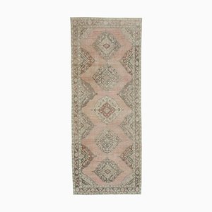 Beige Anatolian  Wool Hand Knotted Vintage Runner Rug