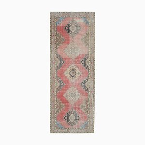 Beige Anatolischer Dekorativer Handgeknüpfter Vintage Läufer Teppich