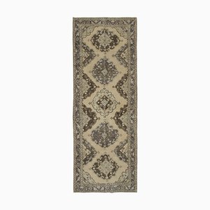 Beige Anatolian  Traditional Hand Knotted Vintage Runner Rug