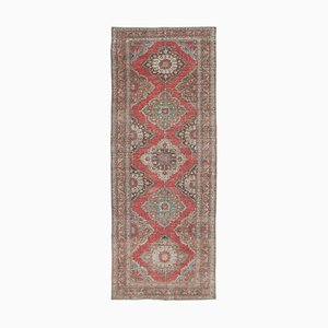 Vintage Anatolian Beige Hand Knotted Runner Rug