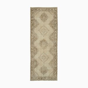 Beige Anatolian  Traditional Hand Knotted Vintage Runner Rug