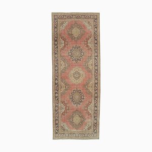 Beige Oriental Decorative Hand Knotted Vintage Runner Rug