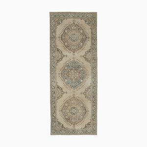 Beige Anatolian  Contemporary Hand Knotted Vintage Runner Rug