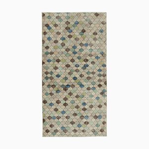 Turkish Beige Hand Knotted Wool Vintage Rug