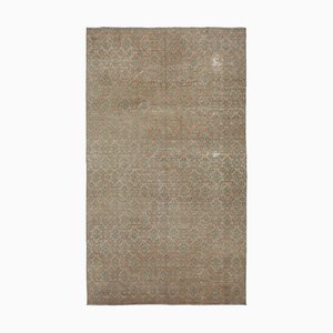 Turkish Beige Hand Knotted Wool Vintage Rug