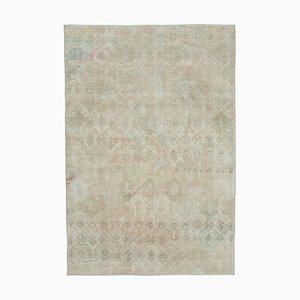 Alfombra anatolia vintage de lana beige hecha a mano