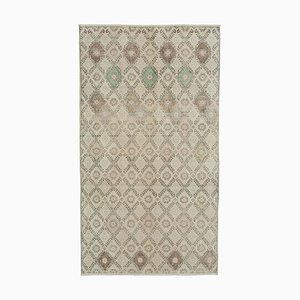 Tapis Oriental Beige Tissé à la Main Vintage en Laine