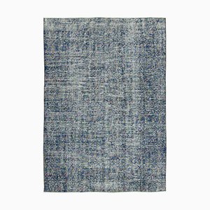 Anatolian Blue Hand Knotted Wool Vintage Rug