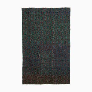 Braun Türkiser Handgeknüpfter Vintage Teppich aus Wolle