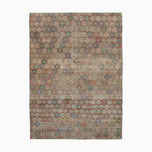 Tapis Oriental Beige Tissé à la Main Vintage en Laine