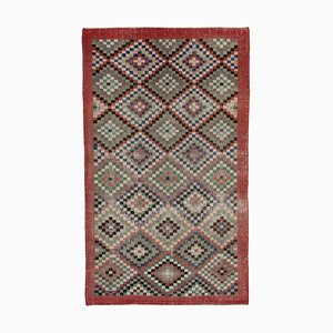 Turkish Red Handmade Wool Vintage Rug
