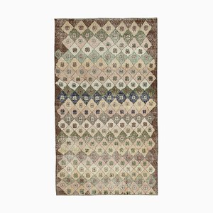 Turkish Beige Hand Knotted Wool Vintage Rug