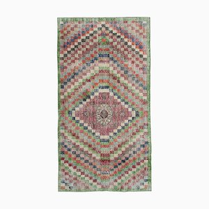 Mehrfarbiger Handgeknüpfter Türkischer Vintage Teppich aus Wolle