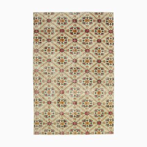 Anatolian Yellow Hand Knotted Wool Vintage Rug