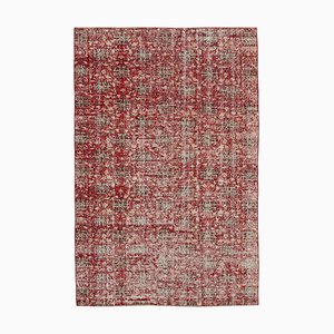 Tappeto vintage annodato in lana anatolica rossa