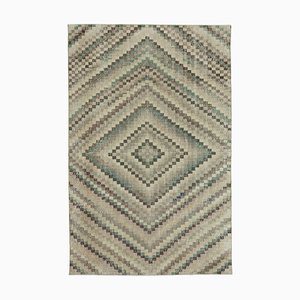 Turkish Brown Hand Knotted Wool Vintage Rug