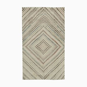 Alfombra turca vintage de lana beige hecha a mano