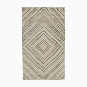 Türkischer Handgeknüpfter Beiger Vintage Teppich aus Wolle