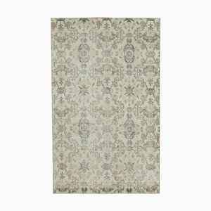 Tapis Oriental Beige Tissé à la Main Vintage en Laine