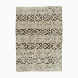Anatolian Beige Hand Knotted Wool Vintage Rug
