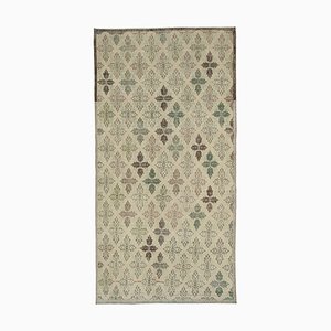 Tapis Oriental Beige Tissé à la Main Vintage en Laine