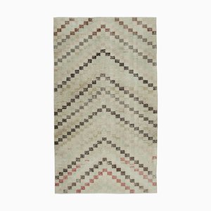 Tappeto vintage anatolico in lana intrecciata a mano beige