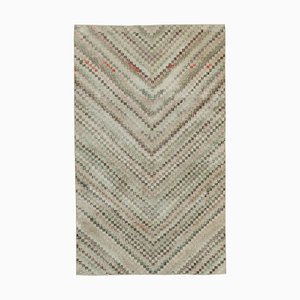 Anatolischer Handgefärbter Beiger Vintage Teppich aus Wolle