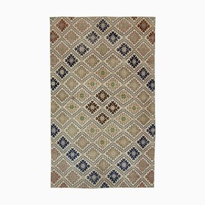 Anatolischer Handgeknüpfter Beiger Vintage Teppich aus Wolle