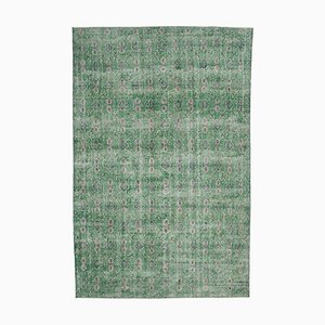 Tappeto vintage fatto a mano in lana verde anatolica