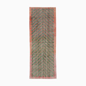 Turkish Multicolor Hand Knotted Wool Runner Rug
