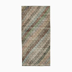 Turkish Multicolor Hand Knotted Wool Runner Rug