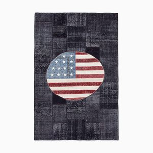 Tapis Flag Vintage Fait Main en Laine Fait Main