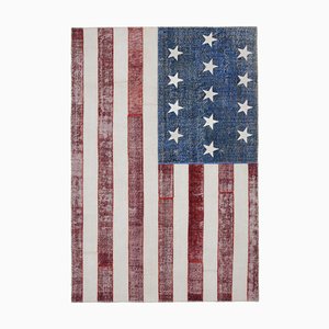 Tapis Flag Vintage Fait Main en Laine Fait Main