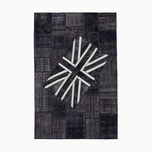 Anatolian Hand Knotted Wool Vintage Flag Carpet