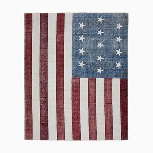 Tapis Flag Vintage Fait Main en Laine Fait Main