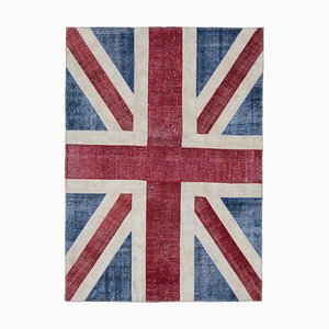 Anatolian Hand Knotted Wool Vintage Flag Carpet