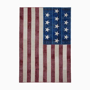 Tapis Flag Vintage Fait Main en Laine Fait Main