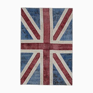 Anatolian Hand Knotted Wool Vintage Flag Carpet