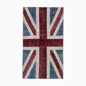 Anatolian Hand Knotted Wool Vintage Flag Carpet