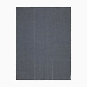 Tapis Kilim Plat Fait Main Gris en Laine