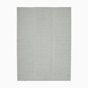Beiger Handgearbeiteter Flatwave Kilim Teppich aus Wolle
