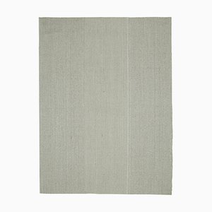 Tapis Kilim Plat Fait Main Gris en Laine