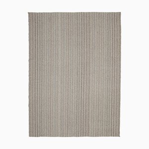 Tapis Kilim Plat Fait Main Gris en Laine