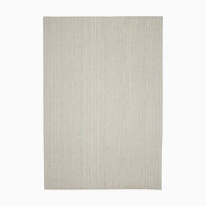 Alfombra Kilim de lana plana beige de lana tejida a mano