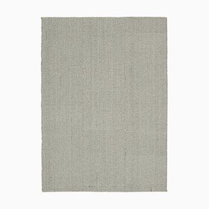 Tapis Kilim Plat Fait Main Gris en Laine