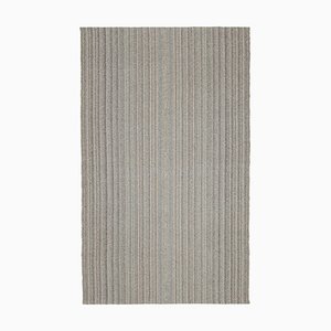 Grauer Handgeknüpfter Flatwave Kilim Teppich aus Wolle