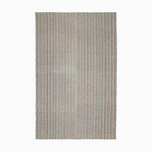 Tapis Kilim Plat Fait Main Gris en Laine